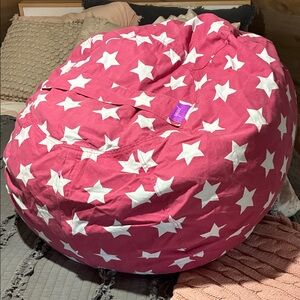 Star Print Pink Bean Bag Chair 38”